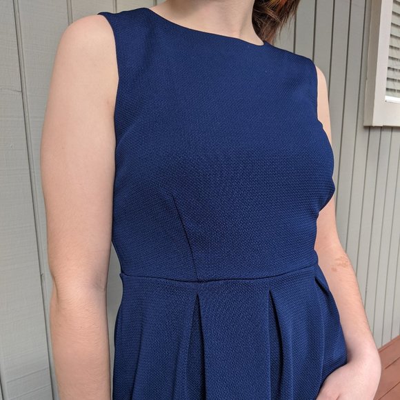 EnFocus Studio Blue Teal Color-Block Pleated Dress - Picture 3 of 3